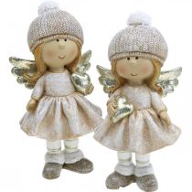 Adventní dekorace Vánoční anděl, figurka srdce anděla V16,5cm 2ks