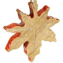 položky Dřevěná dekorace z javorového listu, podzimní zelená, červená, hnědá, V10cm, 6 kusů