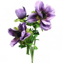 Umělá sasanka, hedvábný květ, umělá rostlina s květy fialová L55cm