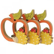 položky Dekorační figurka podzim, jablko s ježkem, dřevěná dekorace 16,5×15cm 3ks