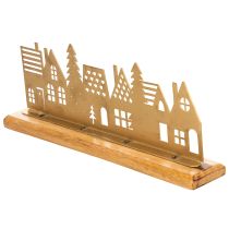 položky Silueta domečku Adventní dekorace na dřevěném podstavci 29 cm