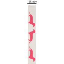 položky Dekorativní stuha s motivem jezevčíka, dárková stuha, šířka 15 mm, délka 18 m