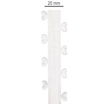 položky Dekorativní bílá stuha se srdíčky pro kreativní tvoření, 20 mm x 15 m