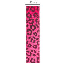 položky Dekorativní stuha s leopardím vzorem, růžová, 15 mm x 18 m