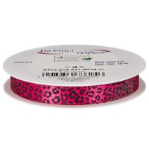 položky Dekorativní stuha s leopardím vzorem, růžová, 15 mm x 18 m