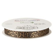 položky Hedvábná stuha s leopardím vzorem, hnědá a černá, 15 mm, 18 m