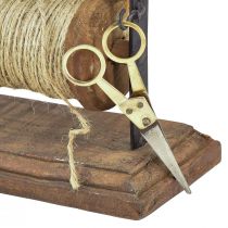 položky Zásobník dřevo litinový držák příze nůžky juta L27,5cm