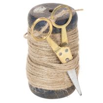 položky Jutová stuha s nůžkami, cívka, Ø5cm, výška 8cm, 2 ks