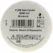 položky PURE Nature Safe Candle sloupová svíčka stearin, řepkový vosk 90/60mm bílá 1 ks