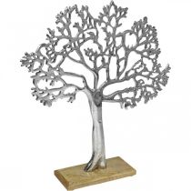 Deco strom kov velký, kov stromek stříbrný dřevo V42,5cm