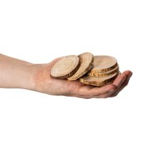 položky Přírodní kulaté dřevěné plátky na dekoraci a tvoření, 6 cm, 300 g