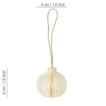 položky Papírové vánoční ozdoby, voštinový papír, bílé a zlaté, 4 cm, 6 kusů