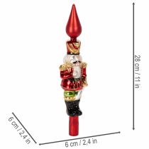položky Vánoční ozdoba na stromeček, figurka louskáčka v červené barvě na vánoční stromeček, 28 cm, pravé sklo