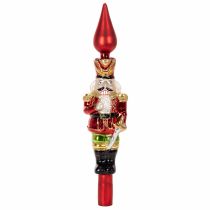 položky Vánoční ozdoba na stromeček, figurka louskáčka v červené barvě na vánoční stromeček, 28 cm, pravé sklo