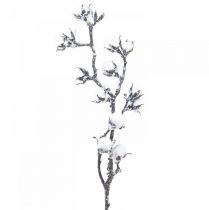 položky Umělá bavlněná větev bavlněné květiny se sněhem 79cm