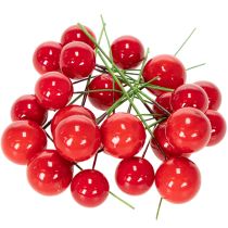 položky Umělé mini vánoční ozdoby z červených bobulí na květinovou dekoraci, 2 cm, 48 kusů