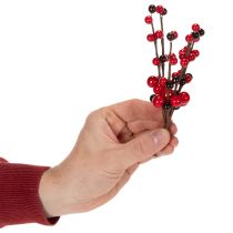 položky Umělá větvička s červenými bobulemi, 15 cm, 6 kusů