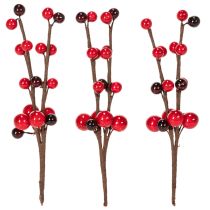 položky Umělá větvička s červenými bobulemi, 15 cm, 6 kusů