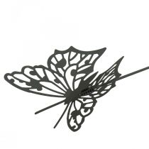 Květinová zátka kovový motýl černý 10,5×8/44cm 3ks