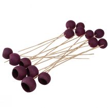 položky Zvonkový pohár na stonku, suchá dekorace, pohřební květinářství, vínově červená 15 ks