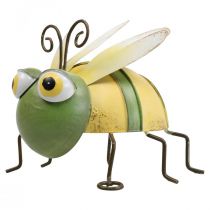 Zahradní figurka včelka, ozdobná figurka kovový hmyz V9,5cm zelená žlutá
