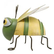Zahradní figurka včelka, ozdobná figurka kovový hmyz V9,5cm zelená žlutá