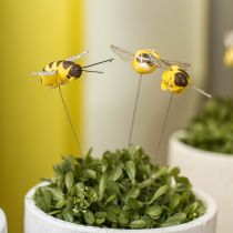 položky Včela na drátě, květinové zátky, deco včelky, jarní oranžová, žlutá š4,5cm 24ks