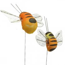 Deco včelka, jarní dekorace, včelka na drátě oranžová, žlutá B5/6,5cm 12ks