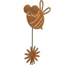 Zahradní kůl včelka, jarní dekorace, kovová zátka patina L24,5cm 6ks