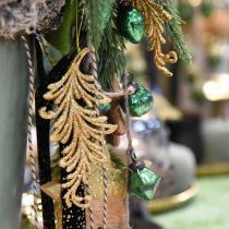 položky Přívěsek na stromeček se třpytkami, ozdobná pírka k zavěšení, vánoční dekorace Zlatá L16cm 6ks