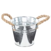položky Lesklý kovový kbelík s lanovými rukojeťmi, Ø12 cm