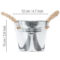 položky Lesklý kovový kbelík s lanovými rukojeťmi, Ø12 cm