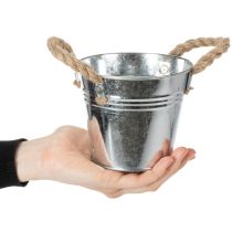 položky Lesklý kovový kbelík s lanovými rukojeťmi, Ø12 cm