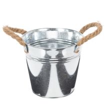 položky Lesklý kovový kbelík s lanovými rukojeťmi, Ø16cm