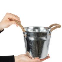 položky Lesklý kovový kbelík s lanovými rukojeťmi, Ø16cm