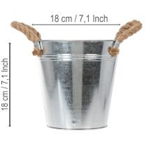 položky Lesklý kovový kbelík s lanovými rukojeťmi, Ø18 cm