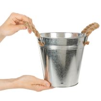 položky Lesklý kovový kbelík s lanovými rukojeťmi, Ø18 cm
