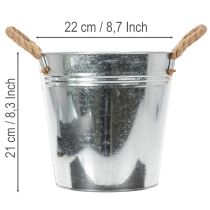 položky Lesklý kovový kbelík s lanovými rukojeťmi, Ø22cm