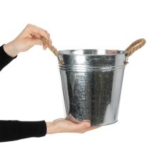 položky Lesklý kovový kbelík s lanovými rukojeťmi, Ø22cm