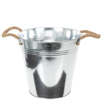 položky Lesklý kovový kbelík s lanovými rukojeťmi, Ø25cm