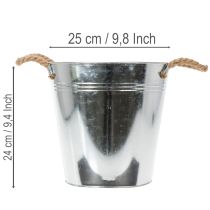 položky Lesklý kovový kbelík s lanovými rukojeťmi, Ø25cm
