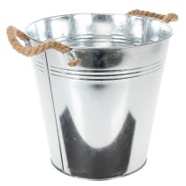 položky Lesklý kovový kbelík s lanovými rukojeťmi, Ø25cm
