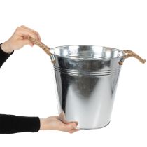 položky Lesklý kovový kbelík s lanovými rukojeťmi, Ø25cm