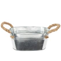 položky Kovová miska s lanovými úchyty, stříbrná, výška 22 cm, výška 10 cm