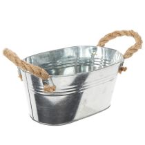 položky Kovová miska s lanovými úchyty, stříbrná, výška 22 cm, výška 10 cm