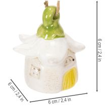položky Závěsná dekorace květina keramický domeček pro víly jako dekorace k zavěšení 6cm 6ks