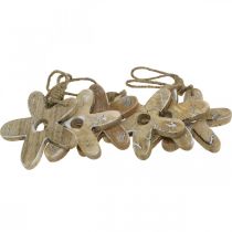 položky Dřevěná květina se vzorem, pružina, dřevěný přívěsek příroda, bílá H10cm 6ks
