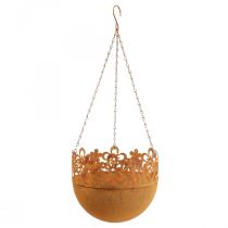 Závěsný koš kovová dekorace rez závěsná dekorace Ø20cm H16cm
