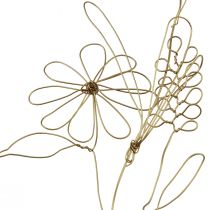 položky Květinová girlanda kovový ozdobný věšák zlatý motiv louka 110cm