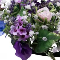 položky Květinový věnec umělá nástěnná dekorace květiny fialová bílá Ø30cm V9cm